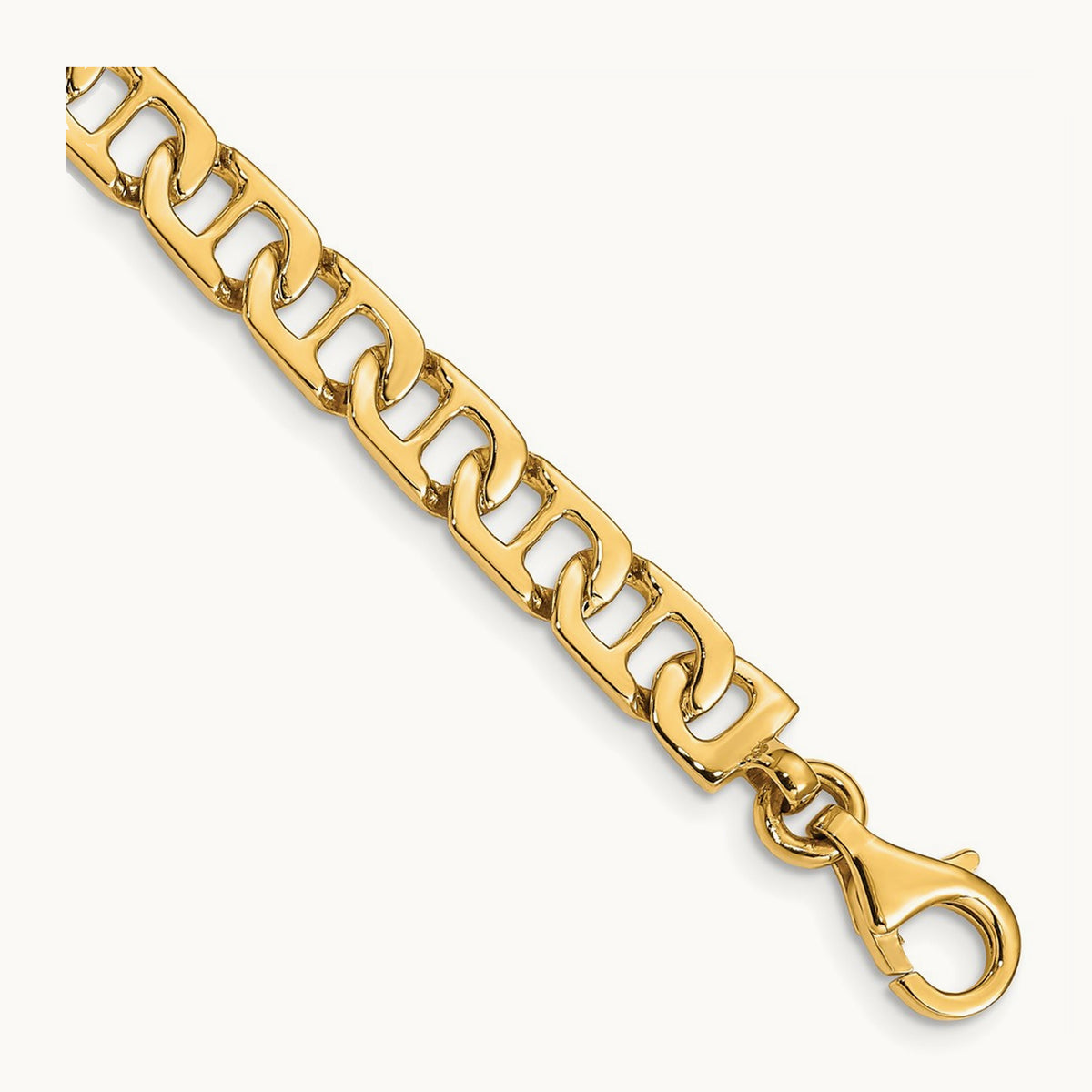 Hand-polished Fancy Anchor Link Bracelet — 14K Yellow Gold, 6.5mm
