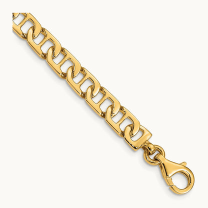 Hand-polished Fancy Anchor Link Bracelet — 14K Yellow Gold, 6.5mm