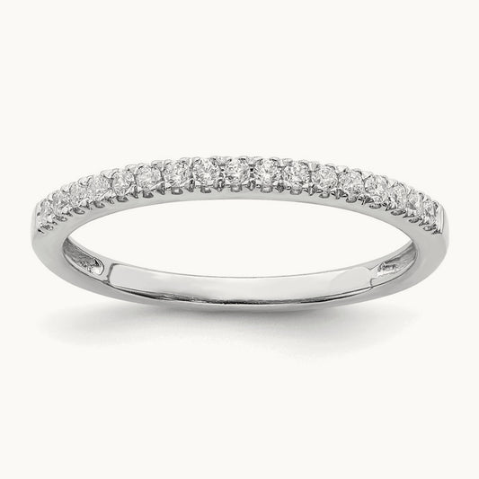 Half-Way Pavé Wedding Band — 14K White Gold, 7