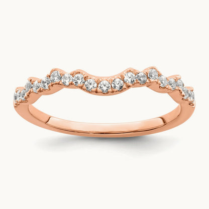 Diamond Matching Wedding band, 14K Rose Gold