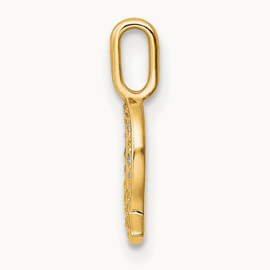 Diamond Letter Q Initial Pendant, 14K Gold