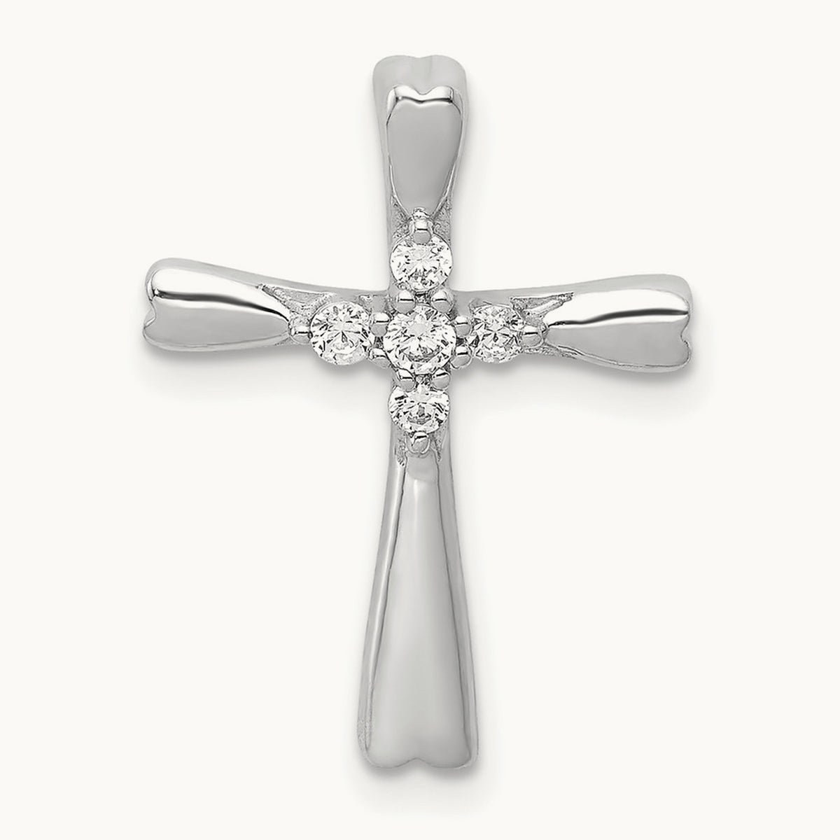Cross Chain Slide Pendant, 0.10 ct tw Lab-Grown Diamond — 14K White Gold