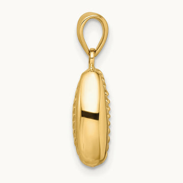Polished 3-D Cowrie Shell Pendant, 14K