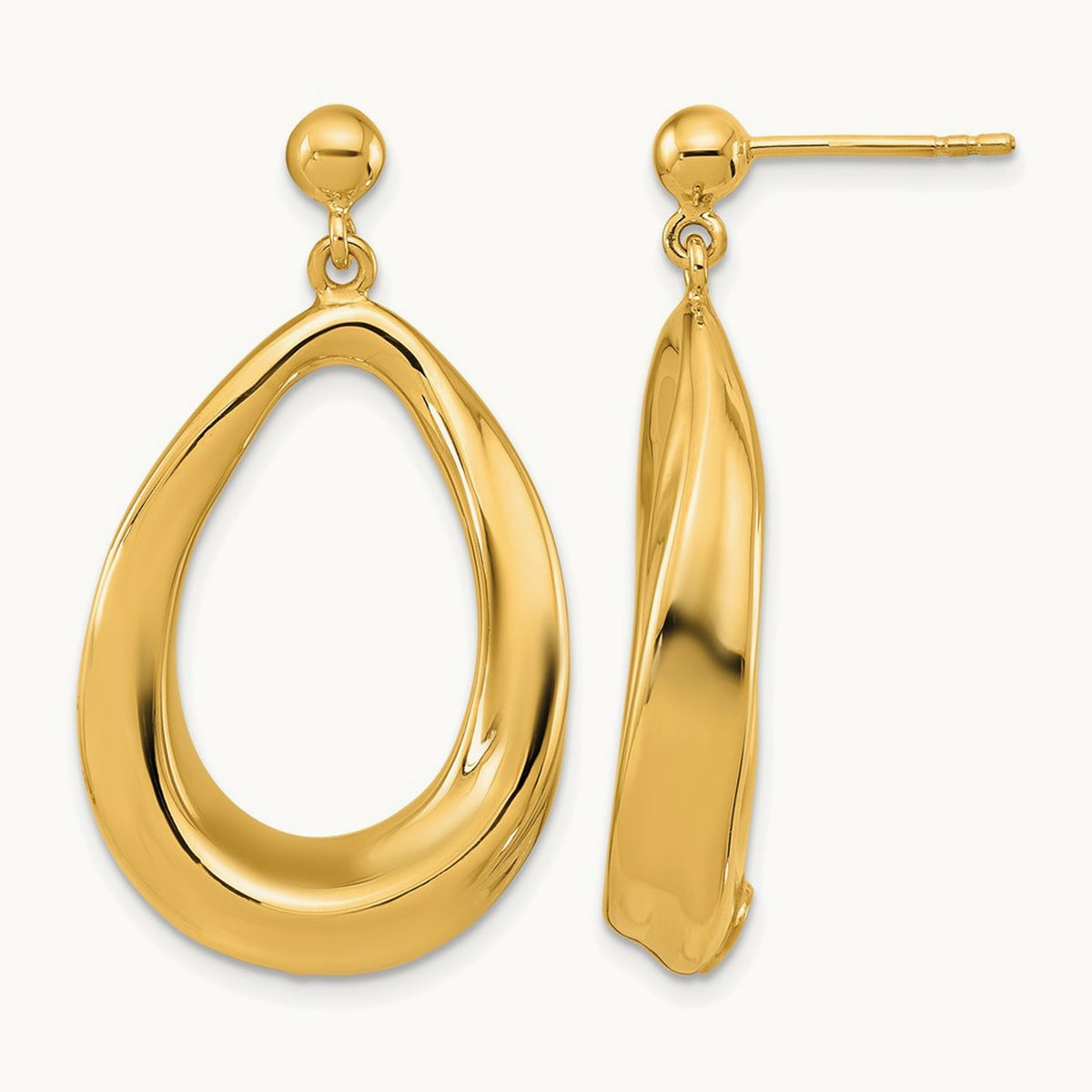 Polished Post Dangle Earrings, 14K — Leslie's