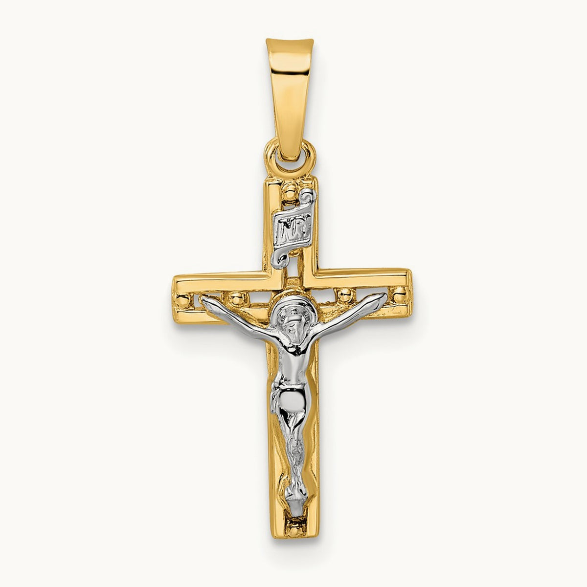 Polished Solid INRI Crucifix Pendant — 24.2mm