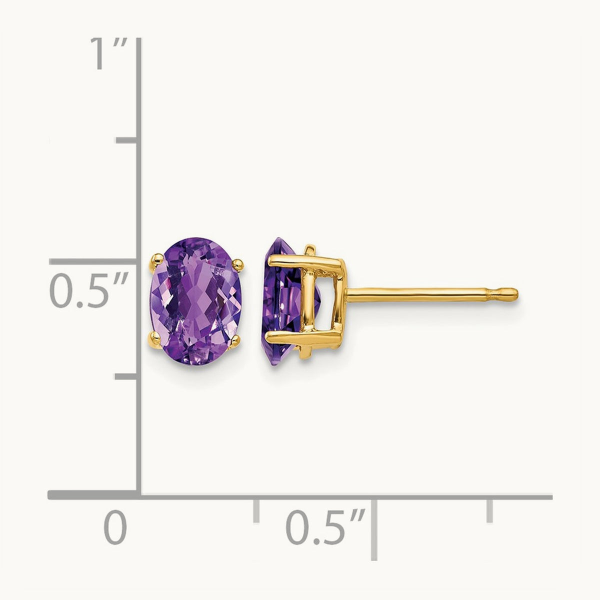 7x5mm Oval Amethyst Earrings, 14K