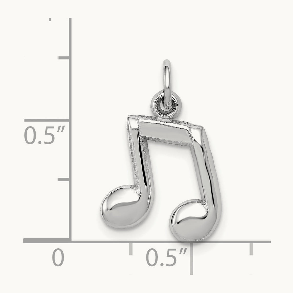 Polished Musical Notes Charm, 14K White Gold