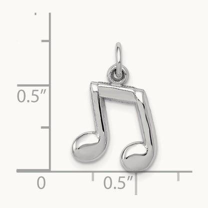 Polished Musical Notes Charm, 14K White Gold