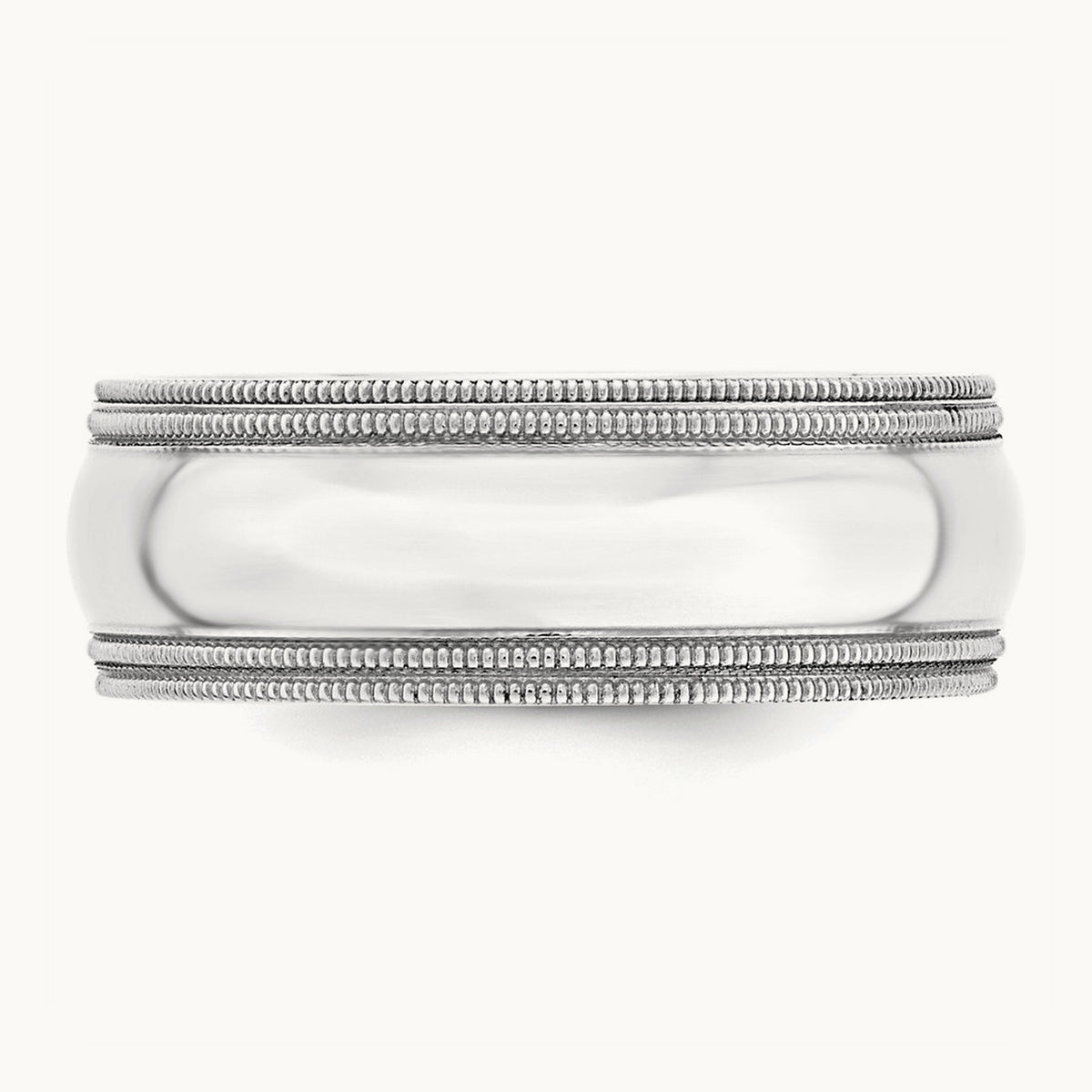 Double Milgrain Comfort Fit Band — 14K White Gold, 8mm