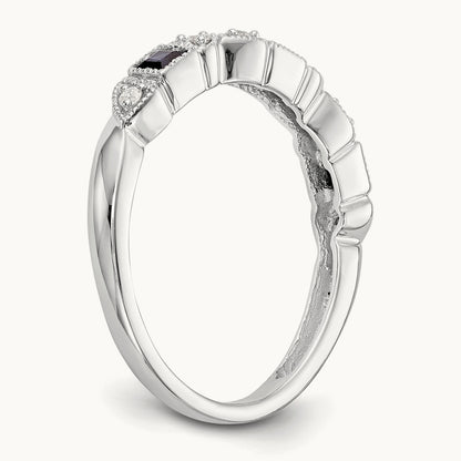 Diamond w/Sapphire Band, 14K White Gold