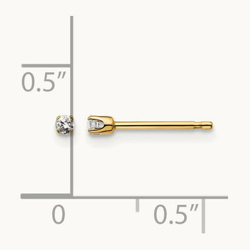 .05ct. I2 K-L Diamond Stud Push-on Post Earrings, 14K Yellow Gold