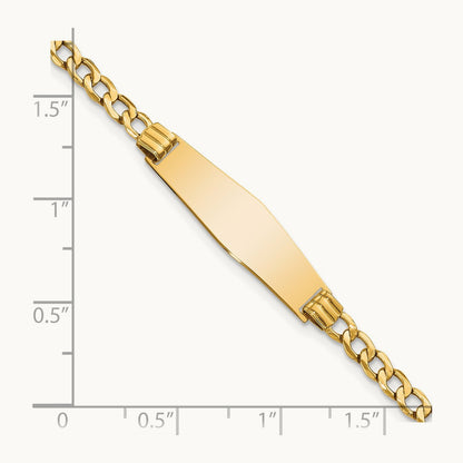 Semi-solid Soft Diamond Shape Cuban Link ID Bracelet, 14K