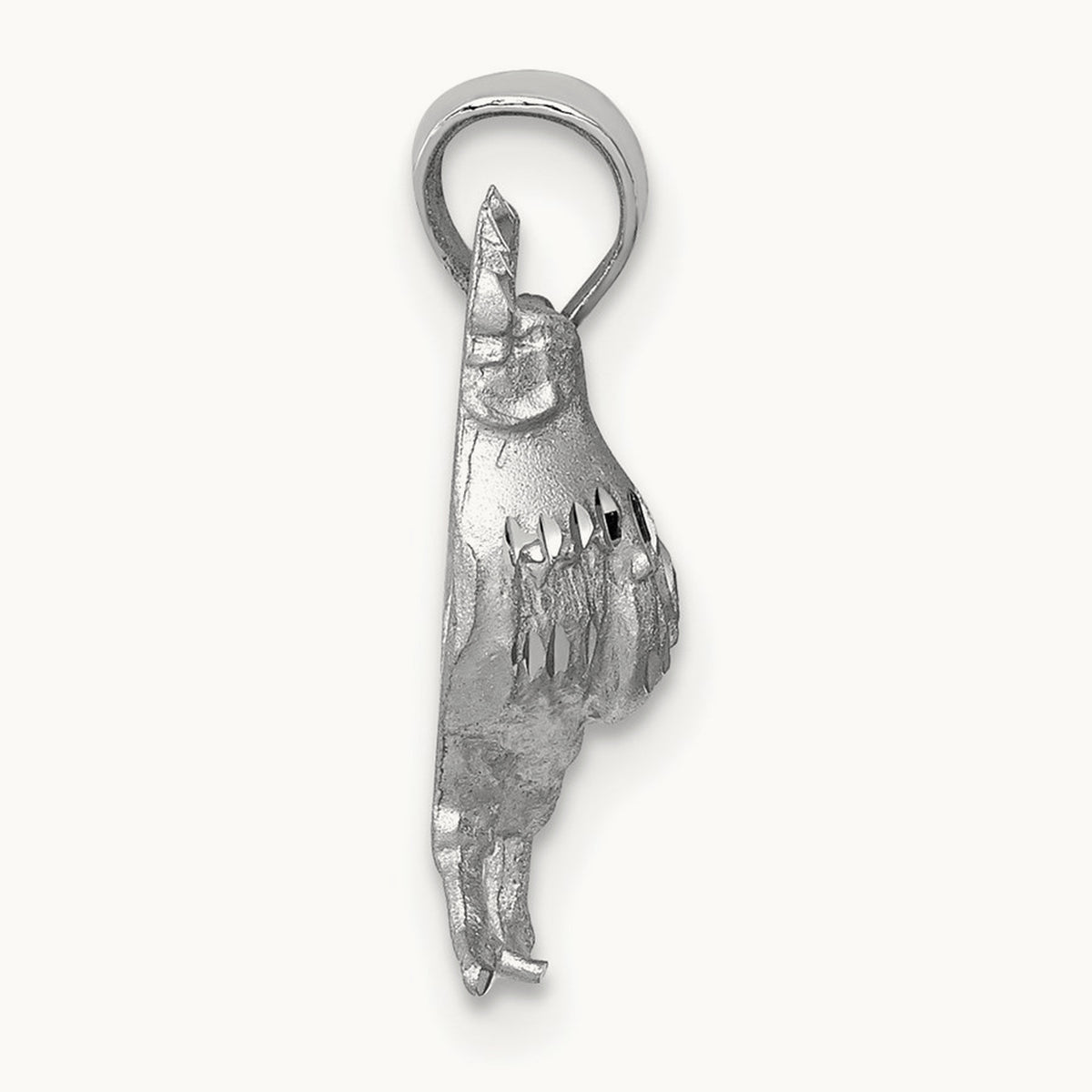 Satin Diamond-cut Rooster Pendant, 14K White Gold