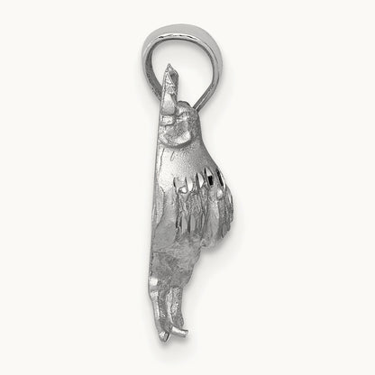 Satin Diamond-cut Rooster Pendant, 14K White Gold