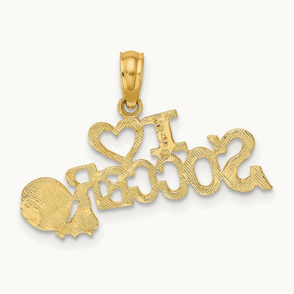 I HEART SOCCER w/Ball Charm, 14K