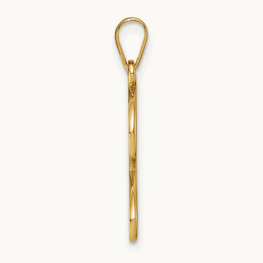 Script Letter J Initial Pendant, 14K