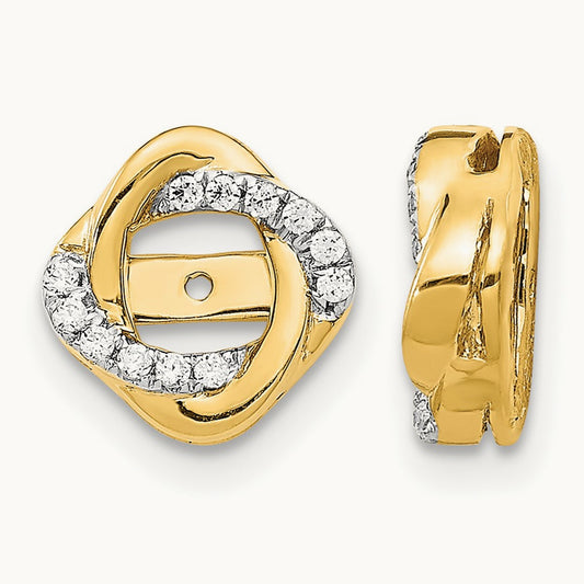 Twisted Diamond Jacket Earrings, 14K Yellow Gold