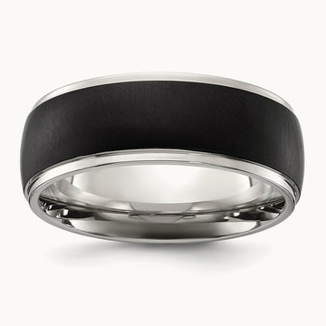 Polished w/Brushed Black IP-plated Center Band, 8mm, Titanium