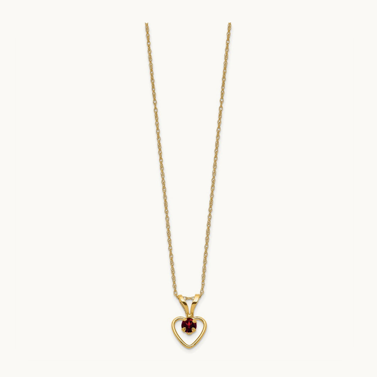 Madi K Garnet Heart Birthstone Necklace, 3mm, 14K