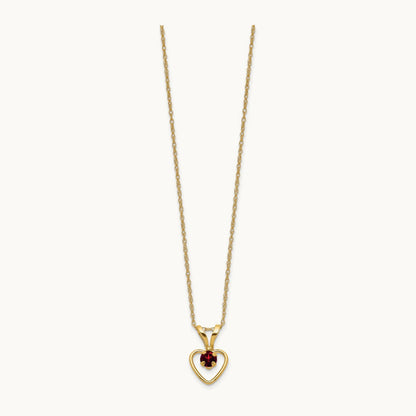 Madi K Garnet Heart Birthstone Necklace, 3mm, 14K