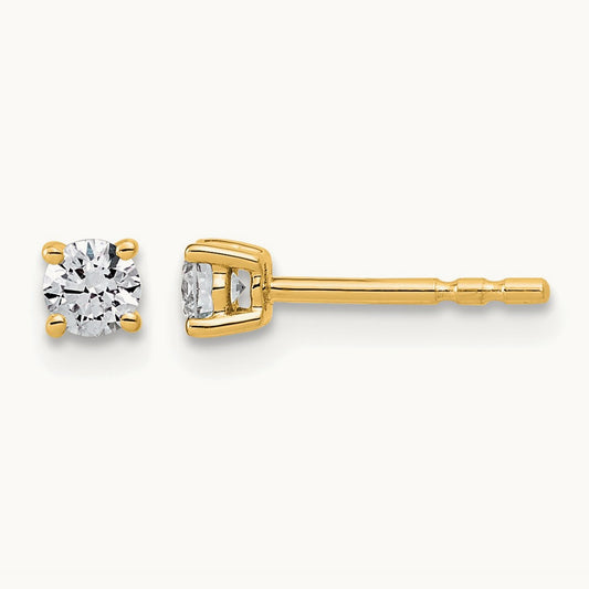 Round Lightweight Earrings, 0.25-6.00 ct tw Lab-Grown Diamond — 1/4 ct, 14K Yellow Gold