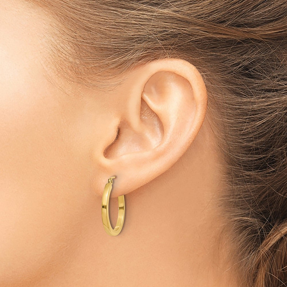 Square Tube Hoop Earrings — 14K Yellow Gold