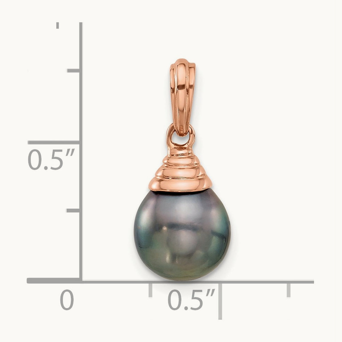 9- Teardrop Black Saltwater Tahitian Pearl Pendant — 14K Rose Gold
