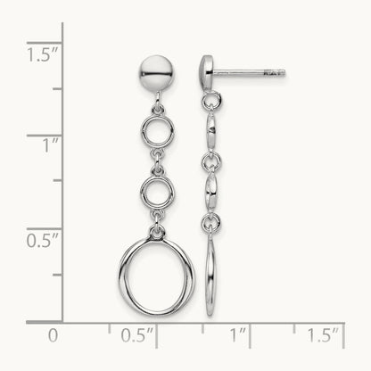 Rhod-plated Post Dangle Earrings, Sterling Silver — Leslie's