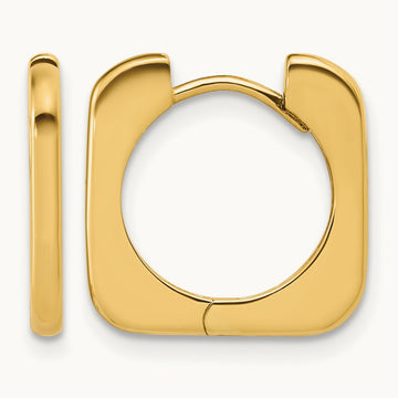 Polished Square Hinged Hoop Earrings, 14K — Leslie's