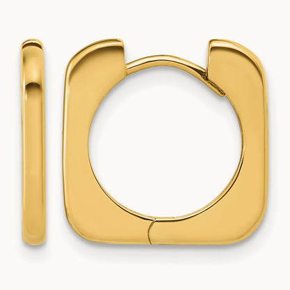 Polished Square Hinged Hoop Earrings, 14K — Leslie's