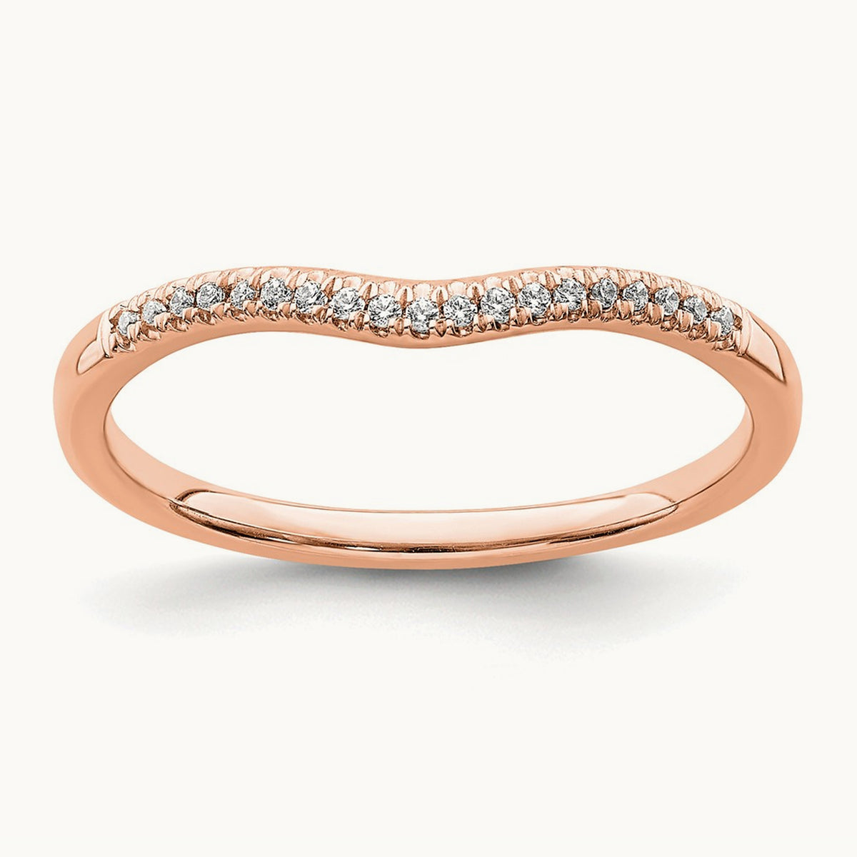 Diamond Contoured Wedding Band, 14K Rose Gold