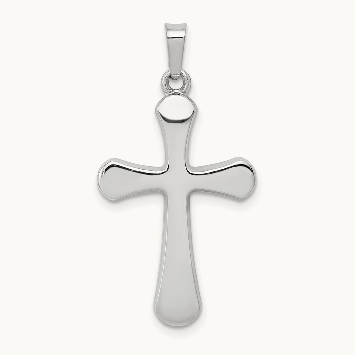 Polished Rounded Cross Pendant — 14K White Gold