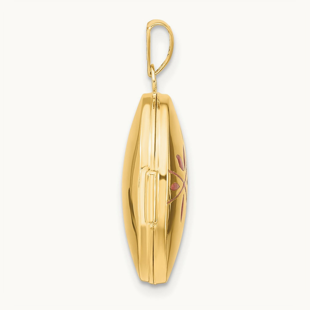 Enamel Leaves Oval Locket — 14K Yellow Gold