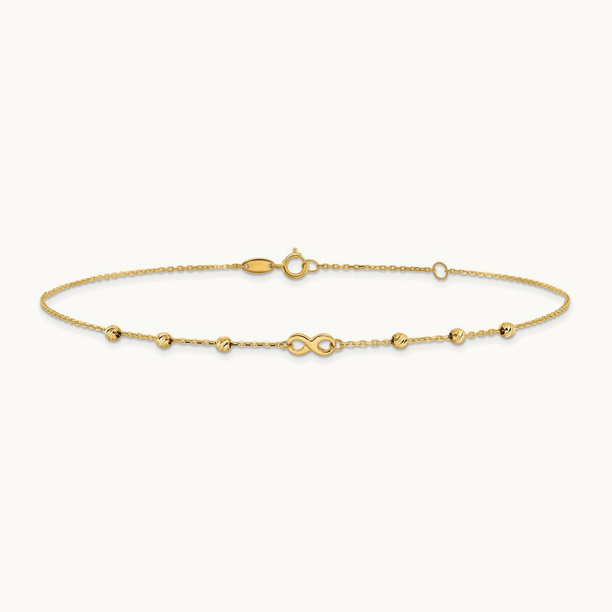 Infinity Symbol 10in Plus 1in ext. Anklet, 14K