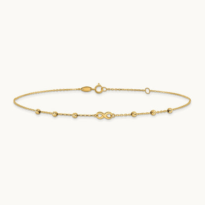 Infinity Symbol 10in Plus 1in ext. Anklet, 14K