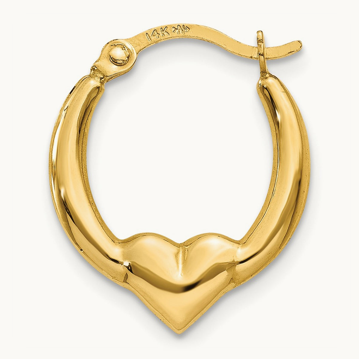 Single 14K Heart Hoop Earring