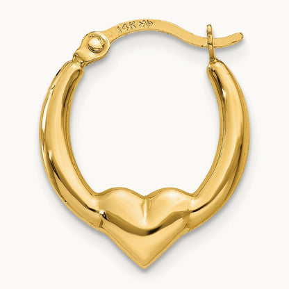 Single 14K Heart Hoop Earring
