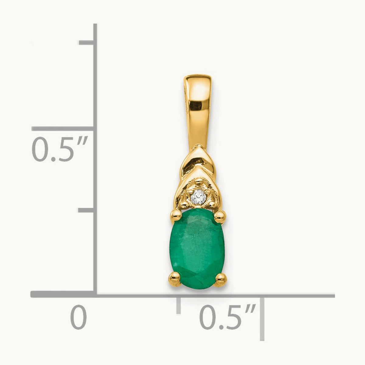 Emerald and Diamond Pendant — 14K Yellow Gold