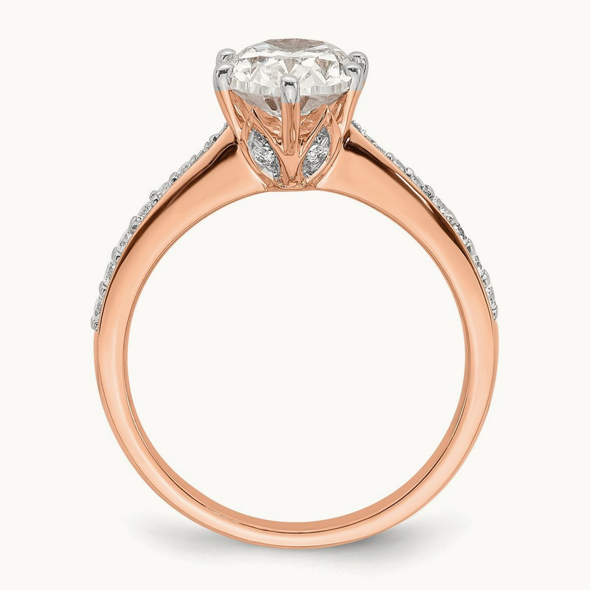 Oval Leaf Design Semi-Mount Ring — 1 1/2 ct, 7
