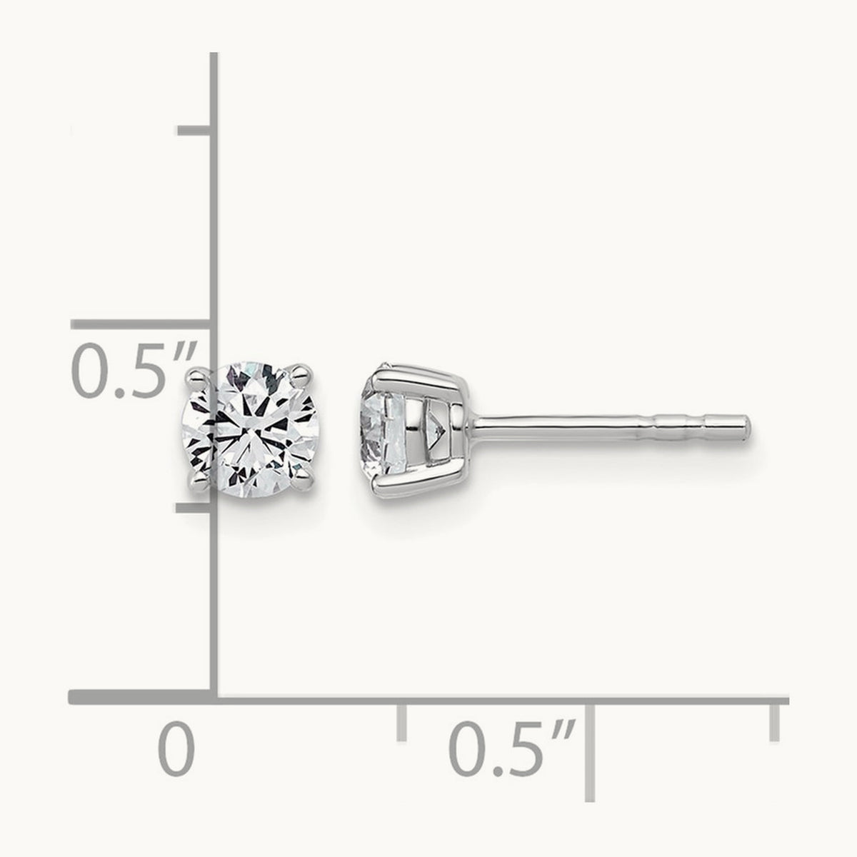 Round Lightweight Earrings, 0.25-6.00 ct tw Lab-Grown Diamond — 5/8 ct, 14K White Gold