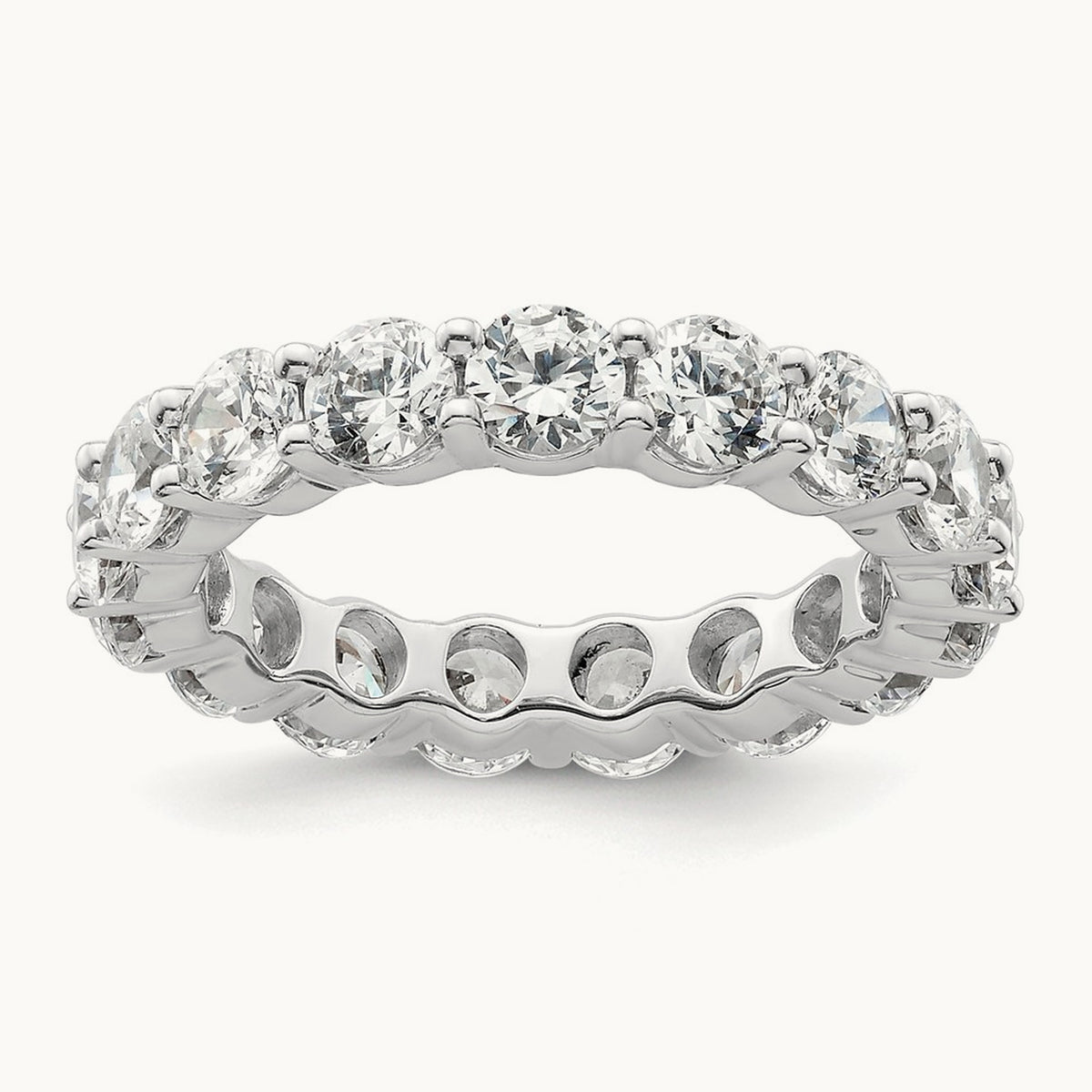 Polished Shared Prong Diamond Eternity Band, 3.00 ct tw — 14K White Gold