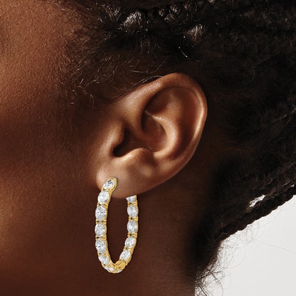 Oval & Round in/Out Hoop Earrings, 8.50 ct tw Lab-Grown Diamond — 14K Yellow Gold