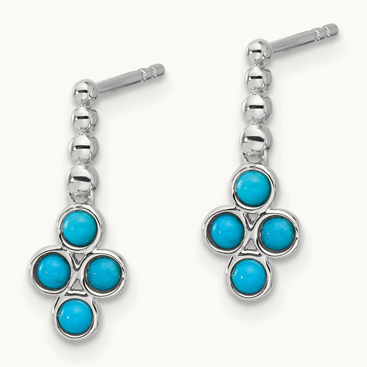 Turquoise Earrings, 14K White Gold