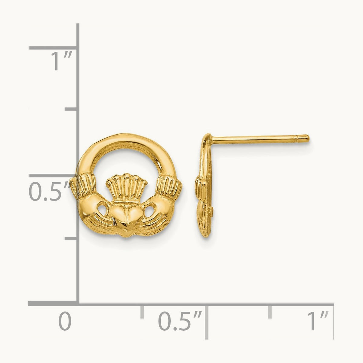 Claddagh Post Earrings — 10mm