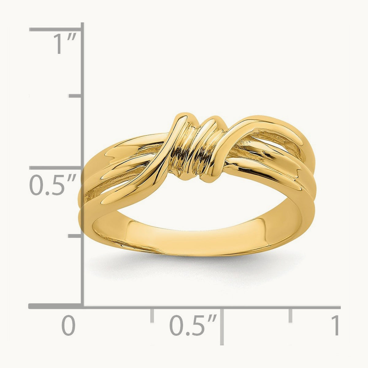 Polished Ribbed Band Ring, 14K