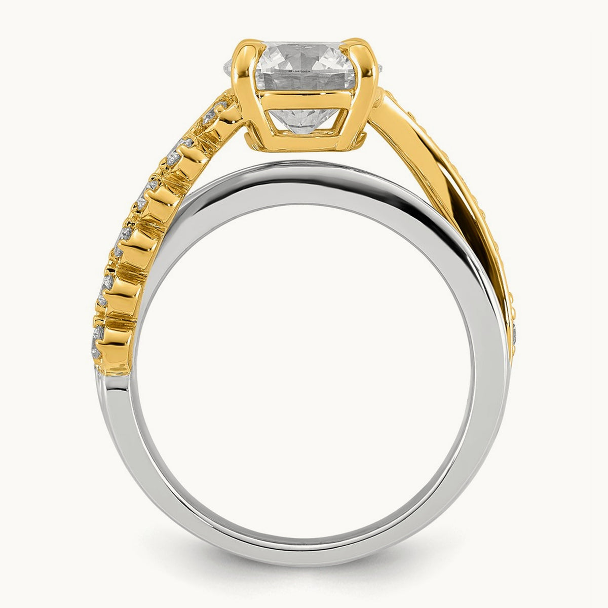 14ktt Certified Round Center Lab Grown Diamond VS+ F+ Ring
