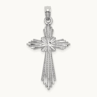 Fancy D/C Cross Charm, 14K White Gold