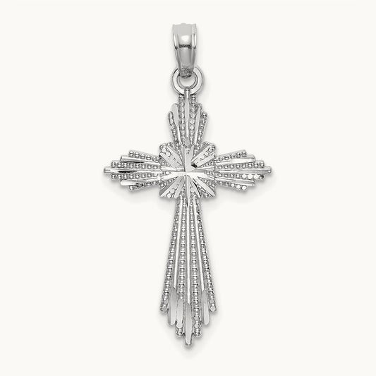 Fancy D/C Cross Charm, 14K White Gold