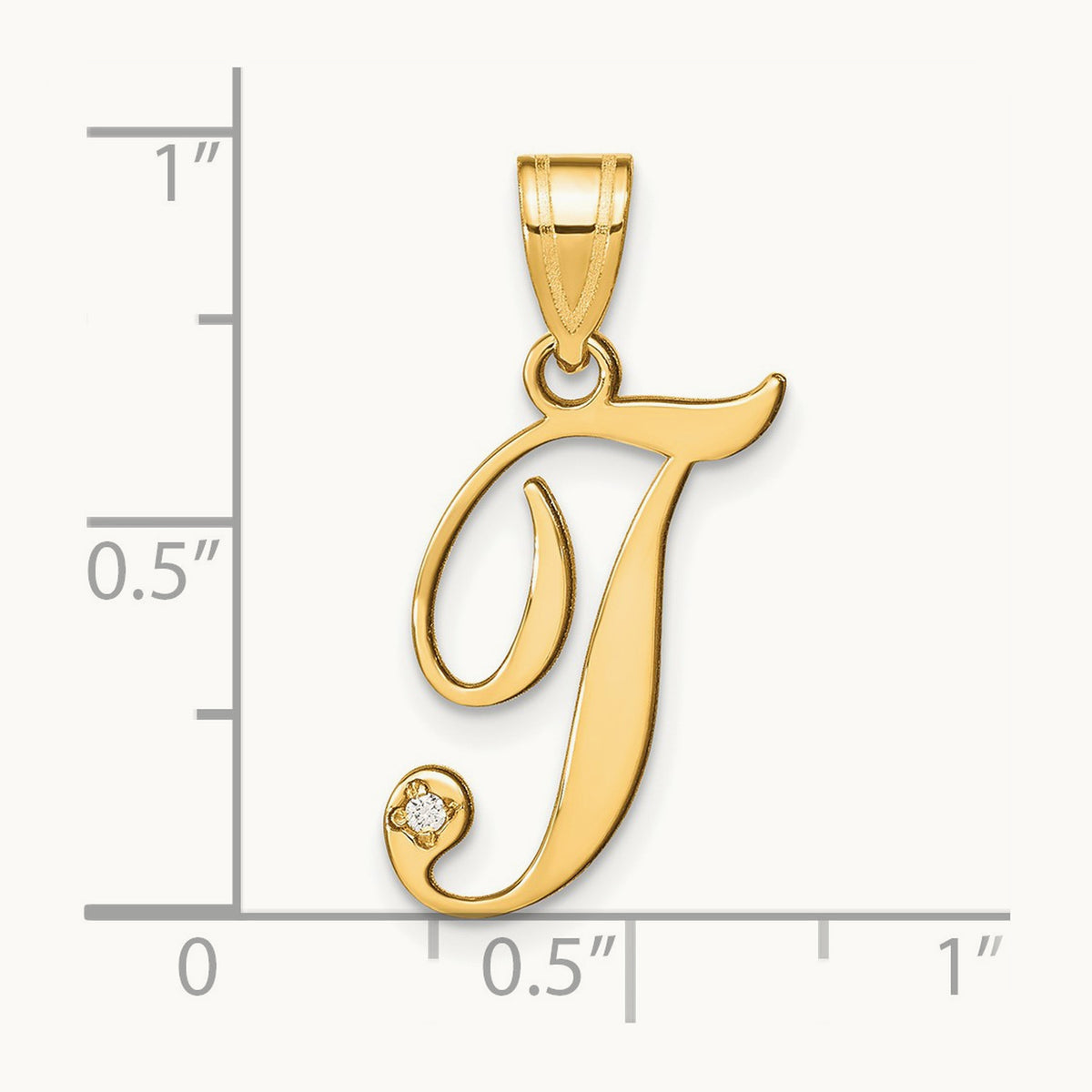 Script Initial Pendant with Diamond — T