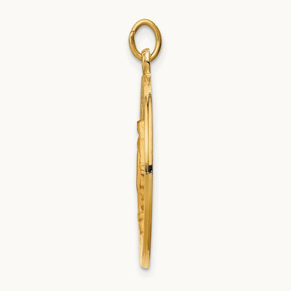 Solid Polished/Satin Round Miraculous Medal, 14K
